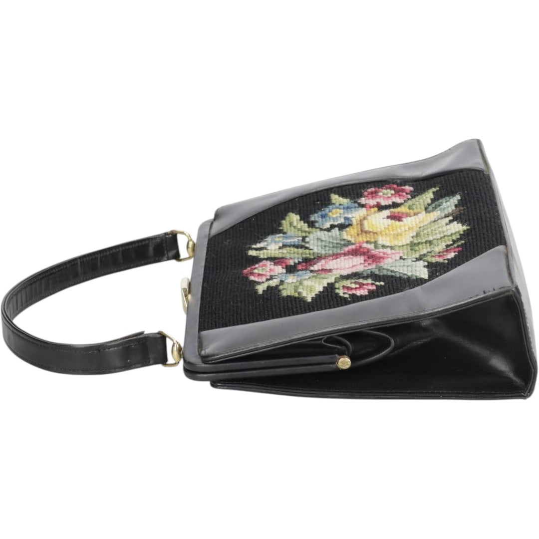 Floral Pattern Handbag unclear black type Vintage Second Hand