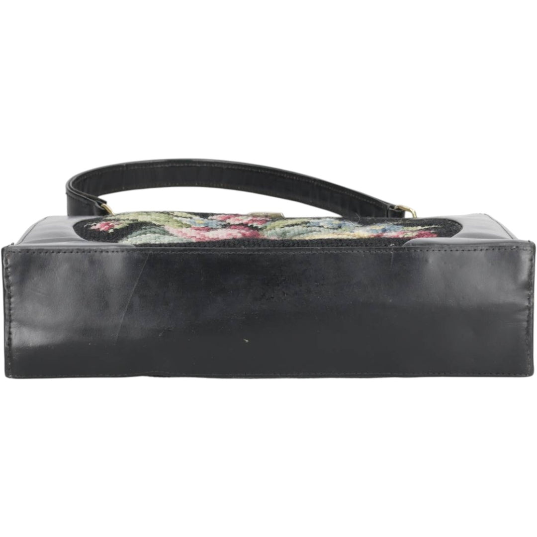 Floral Pattern Handbag unclear black type Vintage Second Hand