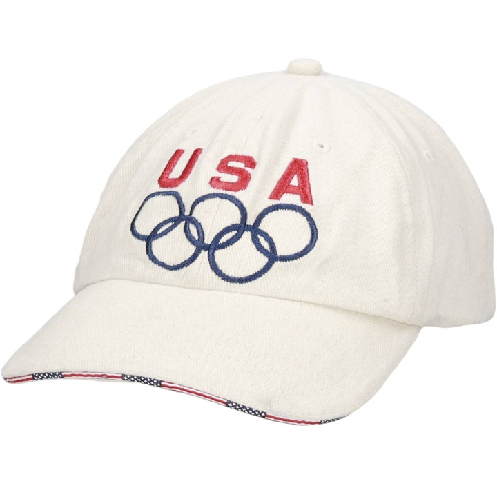 K-Products Olympic USA Team Stars and Stripes Baseball Cap, 6-Panel Cap, One Size Fits All cotton ivory Vintage Second Hand