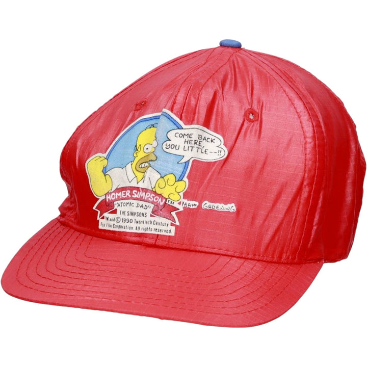 90'S UNIVERSAL Simpsons Ripstop Baseball Cap, 6-Panel Cap, One Size Fits All, Vintage unclear red type Vintage Second Hand