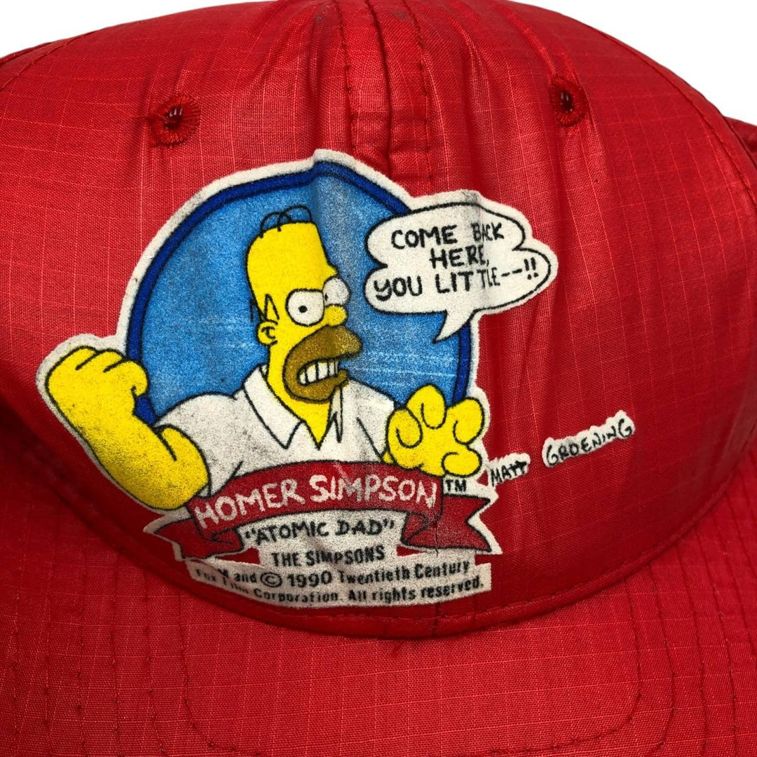 90'S UNIVERSAL Simpsons Ripstop Baseball Cap, 6-Panel Cap, One Size Fits All, Vintage unclear red type Vintage Second Hand
