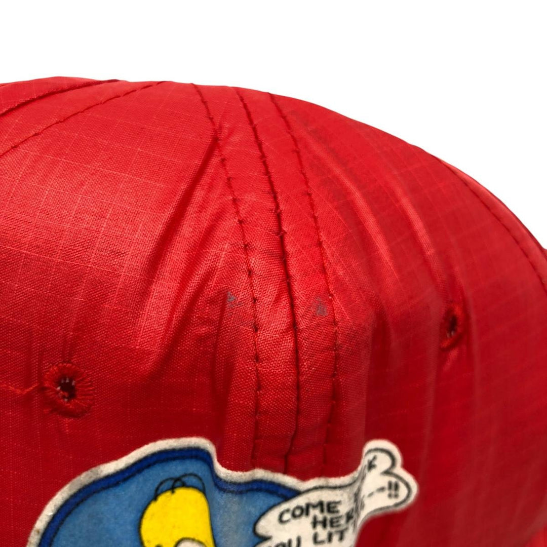 90'S UNIVERSAL Simpsons Ripstop Baseball Cap, 6-Panel Cap, One Size Fits All, Vintage unclear red type Vintage Second Hand