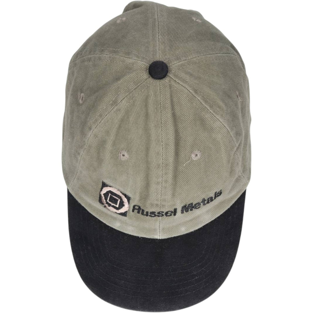 FERSTEN Russel Metals Two-Tone Advertising Baseball Cap, 6-Panel Cap, One Size Fits All cotton Khaki type Vintage Second Hand