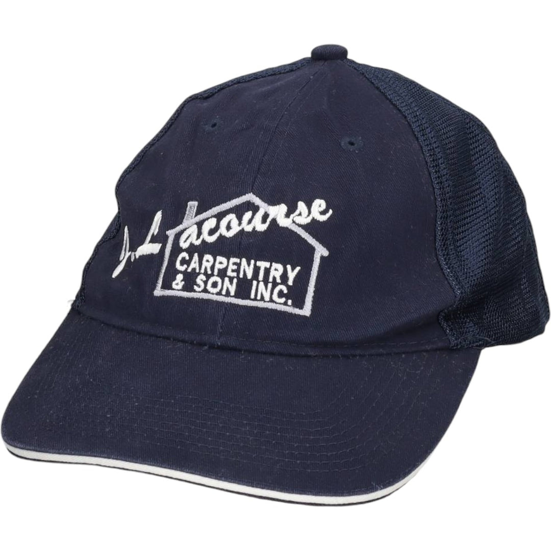 FERSTEN WORLDWIDE J. Lacourse CARPENTRY and SON INC TARION Advertising Mesh Cap (One Size Fits All) cotton navy blue type Vintage Second Hand