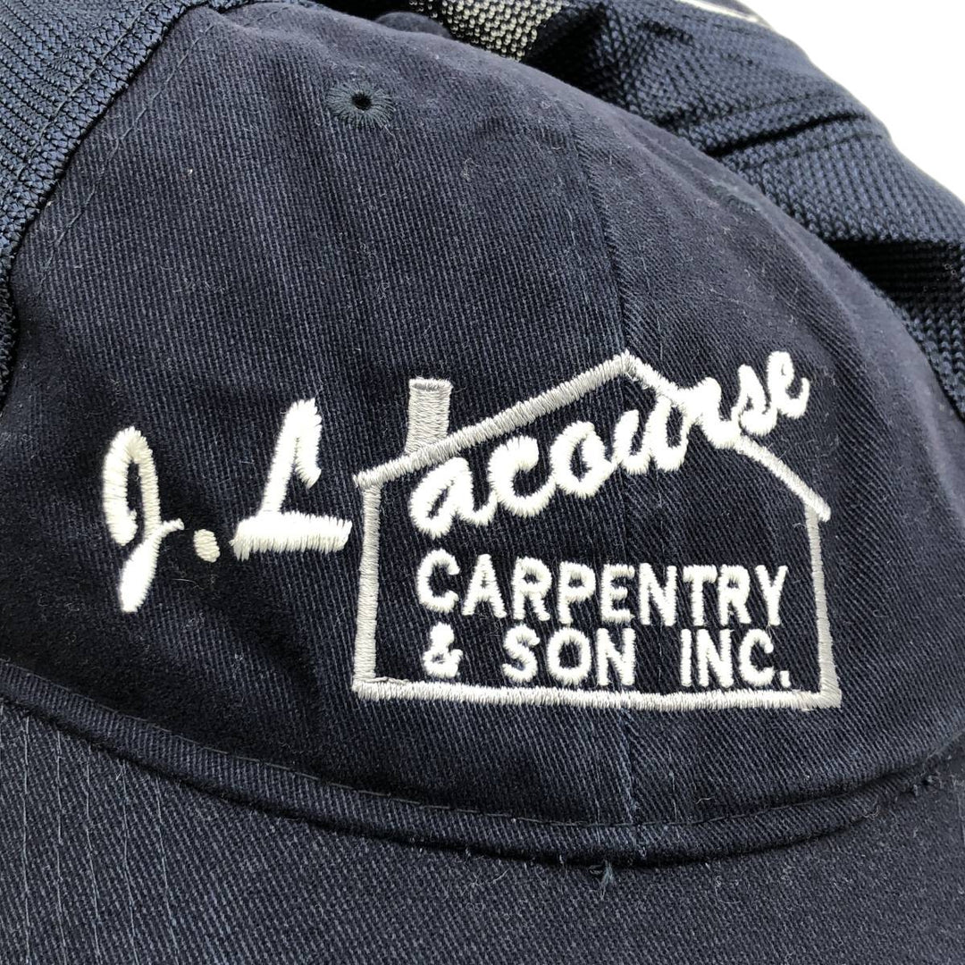 FERSTEN WORLDWIDE J. Lacourse CARPENTRY and SON INC TARION Advertising Mesh Cap (One Size Fits All) cotton navy blue type Vintage Second Hand