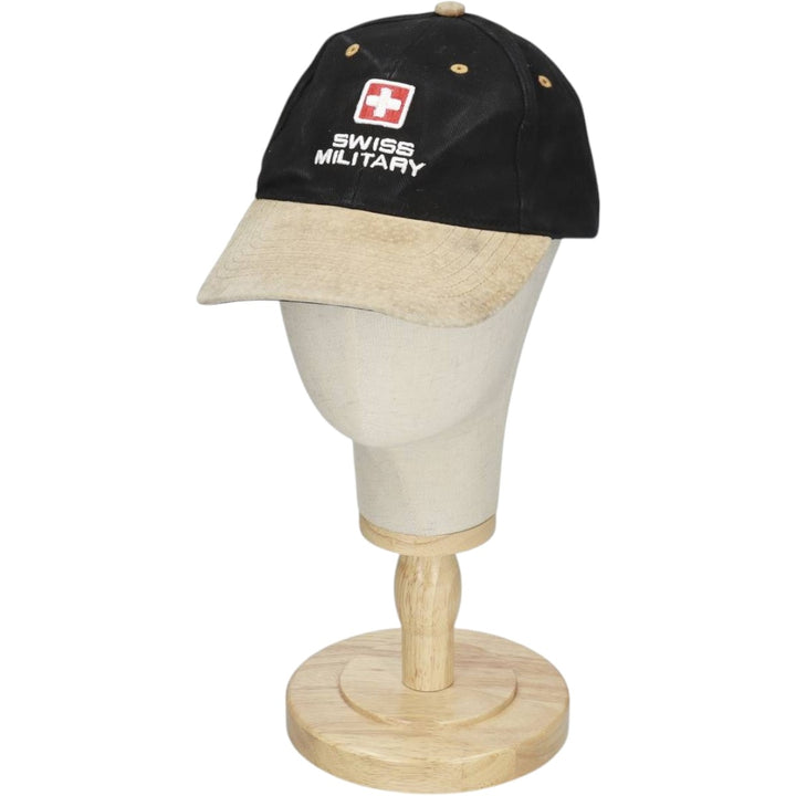 SWISS MILITARY Leather Brim Baseball Cap, 6-Panel Cap, One Size Fits All unclear black type Vintage Second Hand
