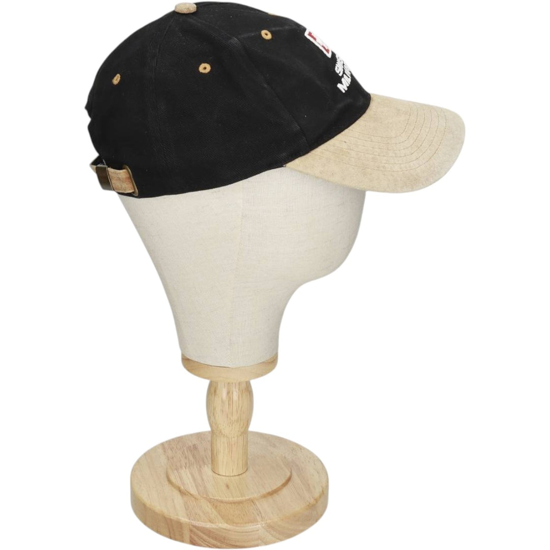SWISS MILITARY Leather Brim Baseball Cap, 6-Panel Cap, One Size Fits All unclear black type Vintage Second Hand