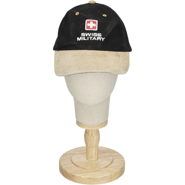 SWISS MILITARY Leather Brim Baseball Cap, 6-Panel Cap, One Size Fits All unclear black type Vintage Second Hand