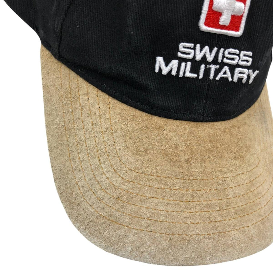 SWISS MILITARY Leather Brim Baseball Cap, 6-Panel Cap, One Size Fits All unclear black type Vintage Second Hand