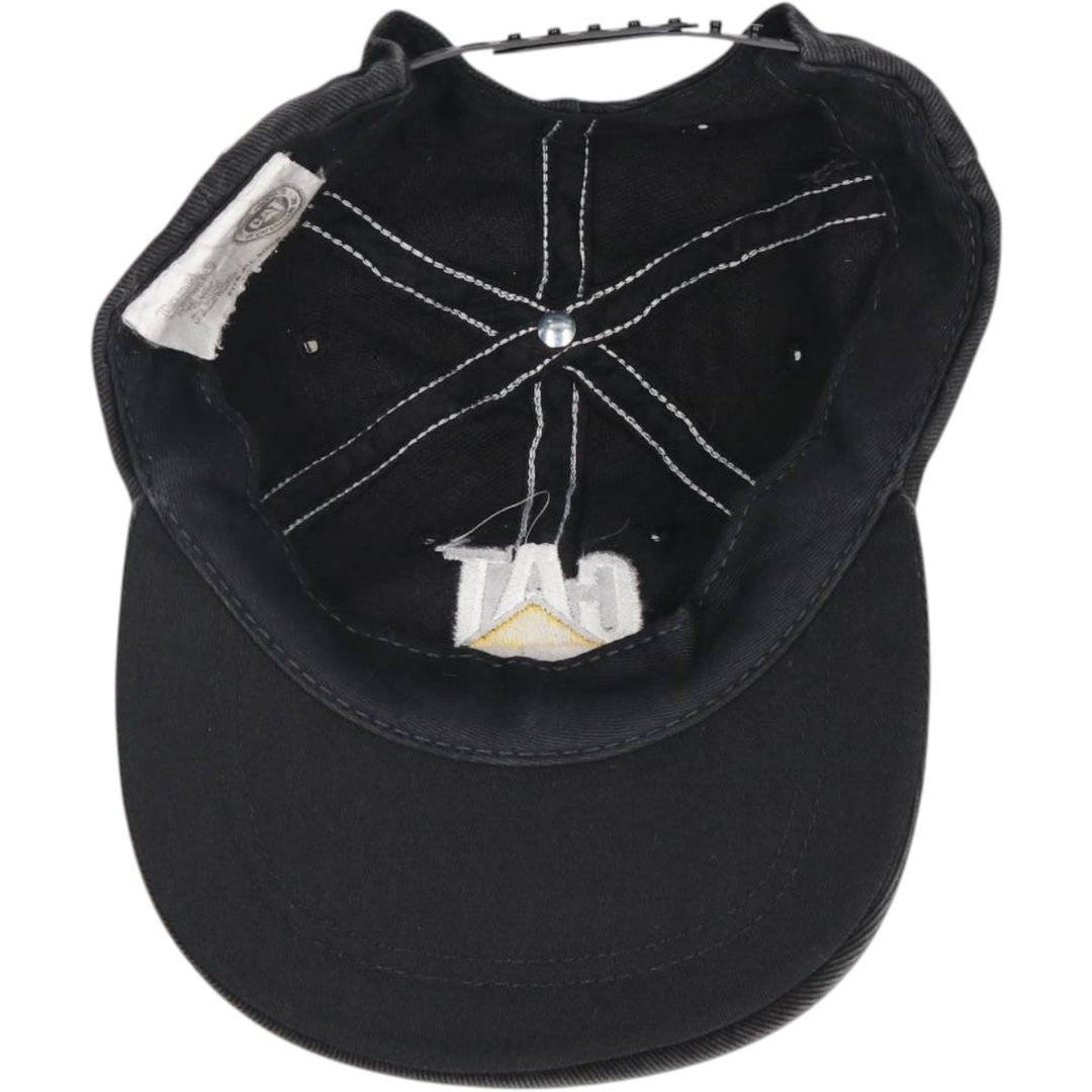 ~90'S TONKIN CAT Caterpillar Checker Flag Advertising Baseball Cap, Made in USA, One Size Fits All unclear black type Vintage Second Hand