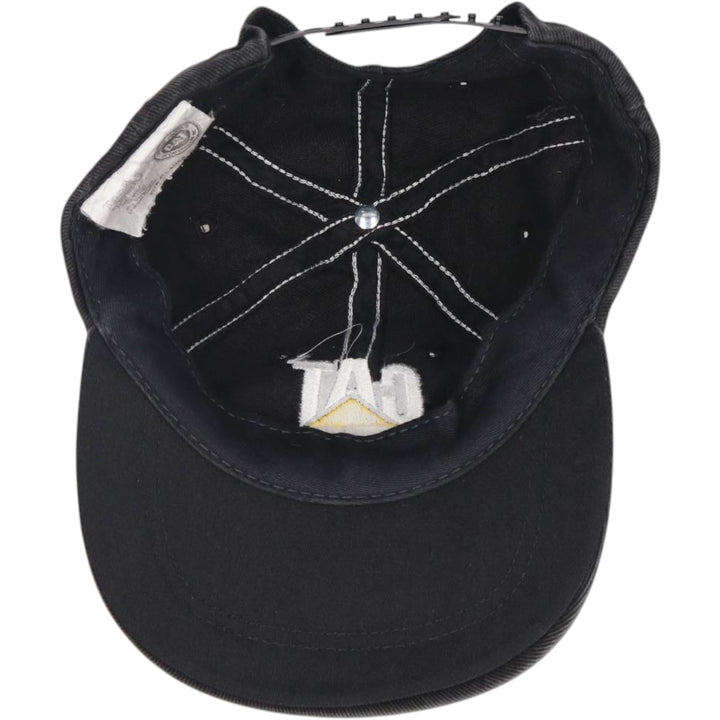 ~90'S TONKIN CAT Caterpillar Checker Flag Advertising Baseball Cap, Made in USA, One Size Fits All unclear black type Vintage Second Hand