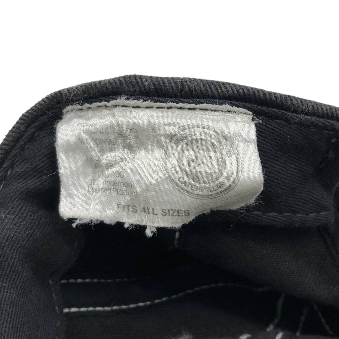 ~90'S TONKIN CAT Caterpillar Checker Flag Advertising Baseball Cap, Made in USA, One Size Fits All unclear black type Vintage Second Hand