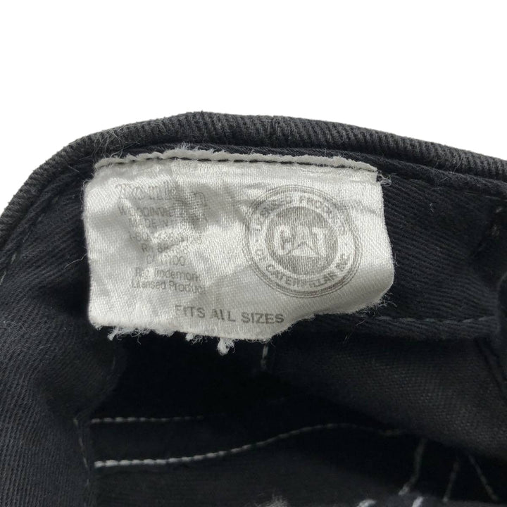 ~90'S TONKIN CAT Caterpillar Checker Flag Advertising Baseball Cap, Made in USA, One Size Fits All unclear black type Vintage Second Hand