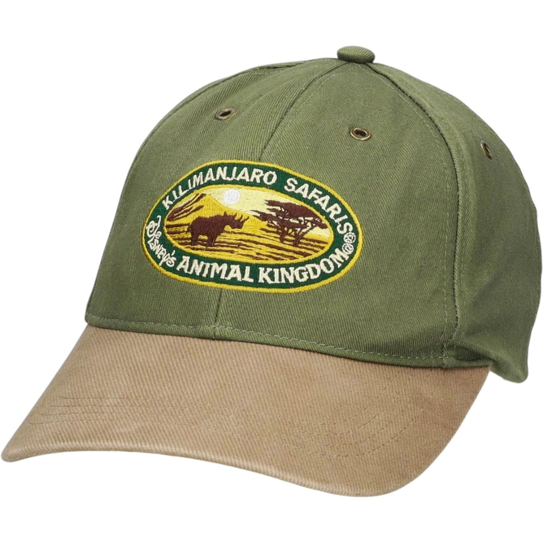 90s-00'S Walt Disney World Kilimanjaro Safari Two-Tone Baseball Cap, 6-Panel Cap, One Size Fits All cotton Khaki type Vintage Second Hand