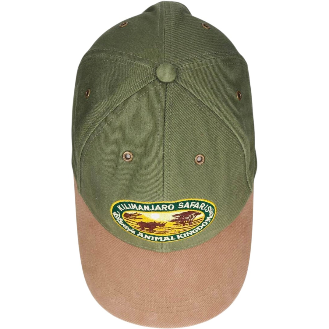 90s-00'S Walt Disney World Kilimanjaro Safari Two-Tone Baseball Cap, 6-Panel Cap, One Size Fits All cotton Khaki type Vintage Second Hand
