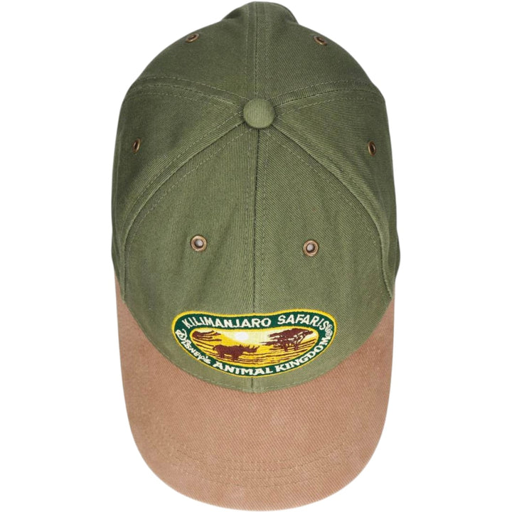 90s-00'S Walt Disney World Kilimanjaro Safari Two-Tone Baseball Cap, 6-Panel Cap, One Size Fits All cotton Khaki type Vintage Second Hand