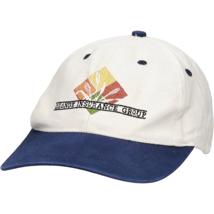 ~2000'S Cotton Deluxe Orange Insurance Group Two-Tone Advertising Baseball Cap 6-Panel Cap unclear unbleached Vintage Second Hand