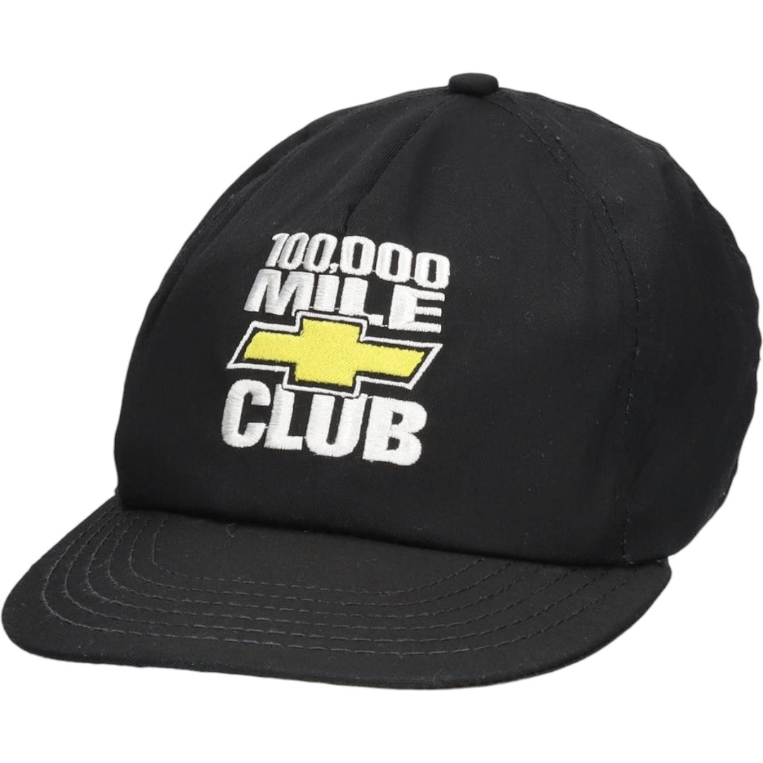 CHEVY Chevrolet 100,000 Mile Club Advertising Baseball Cap, 6-Panel Cap, Made in USA, One Size Fits All unclear black type Vintage Second Hand