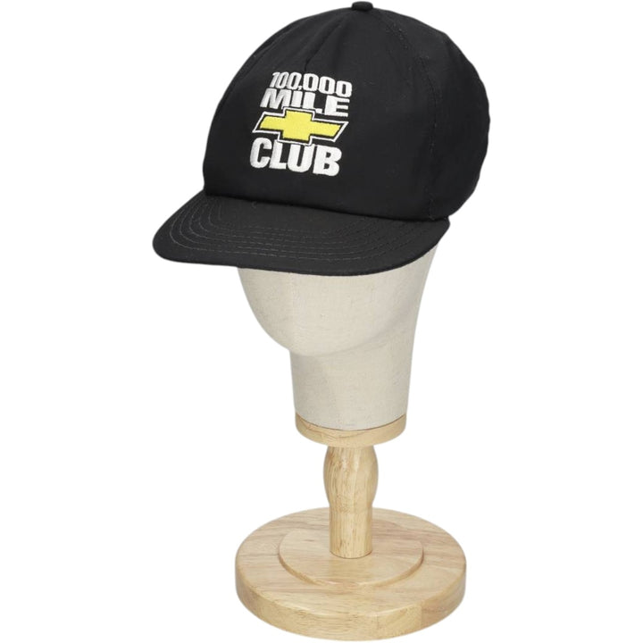 CHEVY Chevrolet 100,000 Mile Club Advertising Baseball Cap, 6-Panel Cap, Made in USA, One Size Fits All unclear black type Vintage Second Hand