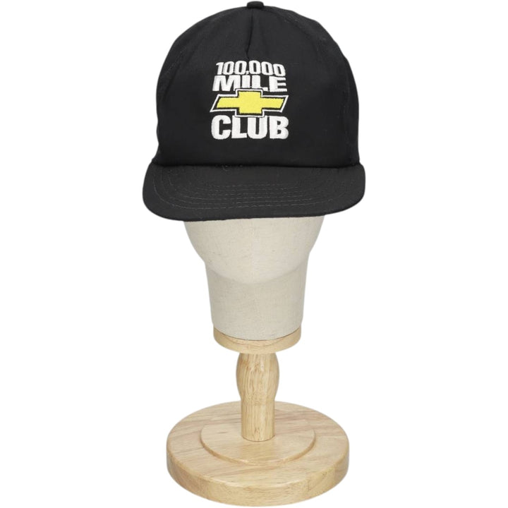 CHEVY Chevrolet 100,000 Mile Club Advertising Baseball Cap, 6-Panel Cap, Made in USA, One Size Fits All unclear black type Vintage Second Hand