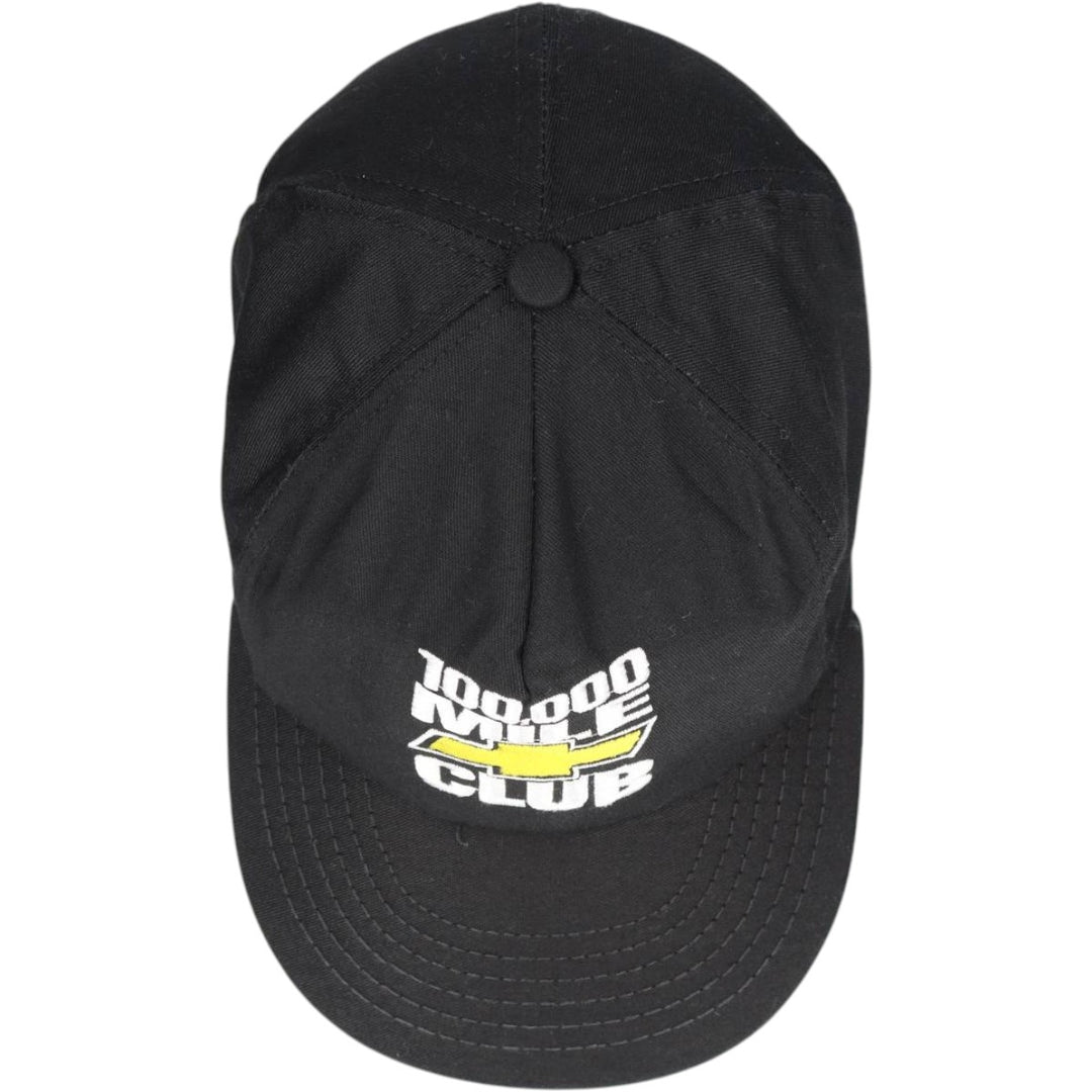 CHEVY Chevrolet 100,000 Mile Club Advertising Baseball Cap, 6-Panel Cap, Made in USA, One Size Fits All unclear black type Vintage Second Hand