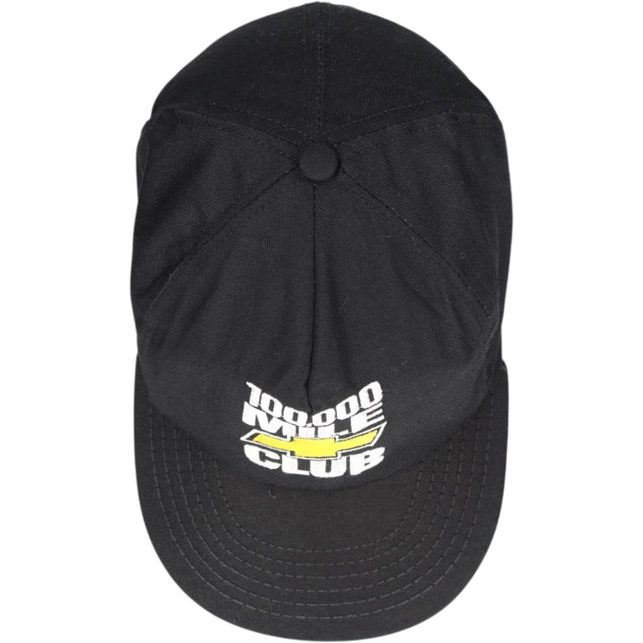 CHEVY Chevrolet 100,000 Mile Club Advertising Baseball Cap, 6-Panel Cap, Made in USA, One Size Fits All unclear black type Vintage Second Hand