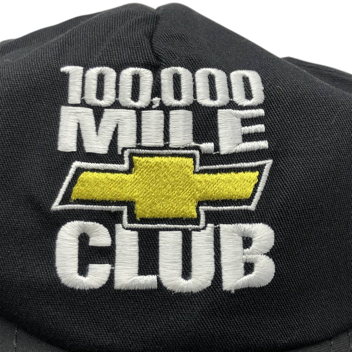 CHEVY Chevrolet 100,000 Mile Club Advertising Baseball Cap, 6-Panel Cap, Made in USA, One Size Fits All unclear black type Vintage Second Hand