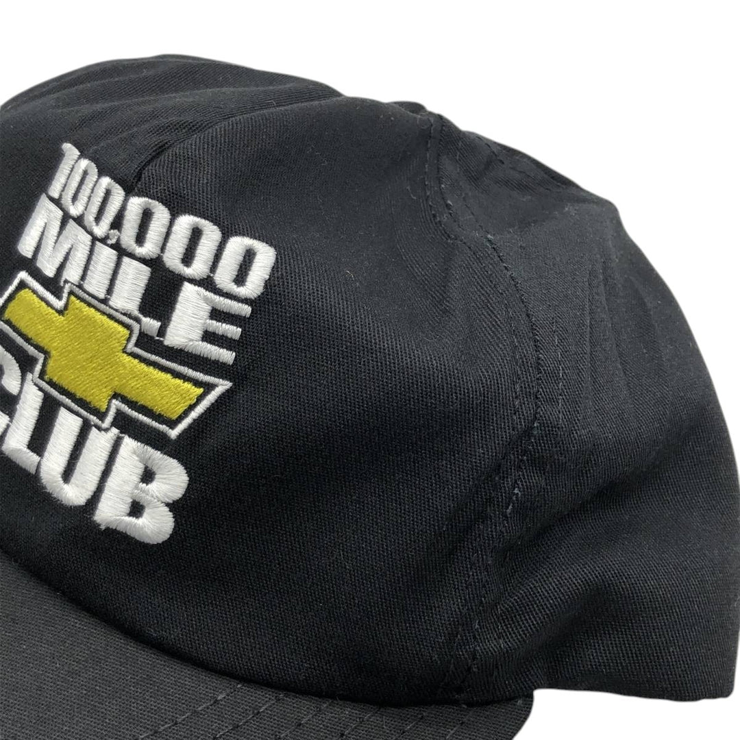CHEVY Chevrolet 100,000 Mile Club Advertising Baseball Cap, 6-Panel Cap, Made in USA, One Size Fits All unclear black type Vintage Second Hand