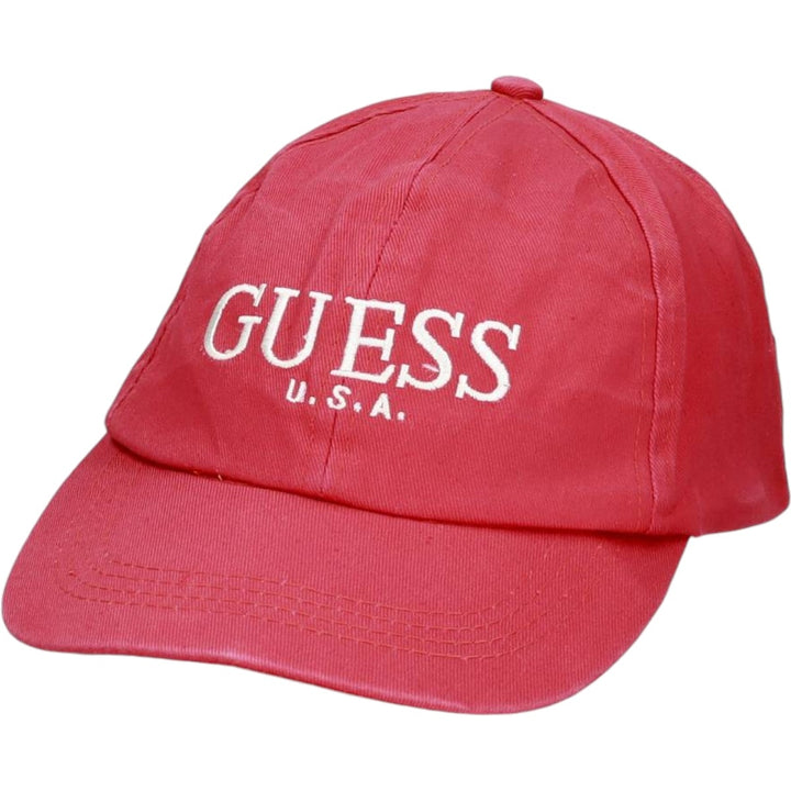 90'S Guess Baseball Cap, 6-Panel Cap, One Size Fits All, Vintage cotton red type Vintage Second Hand