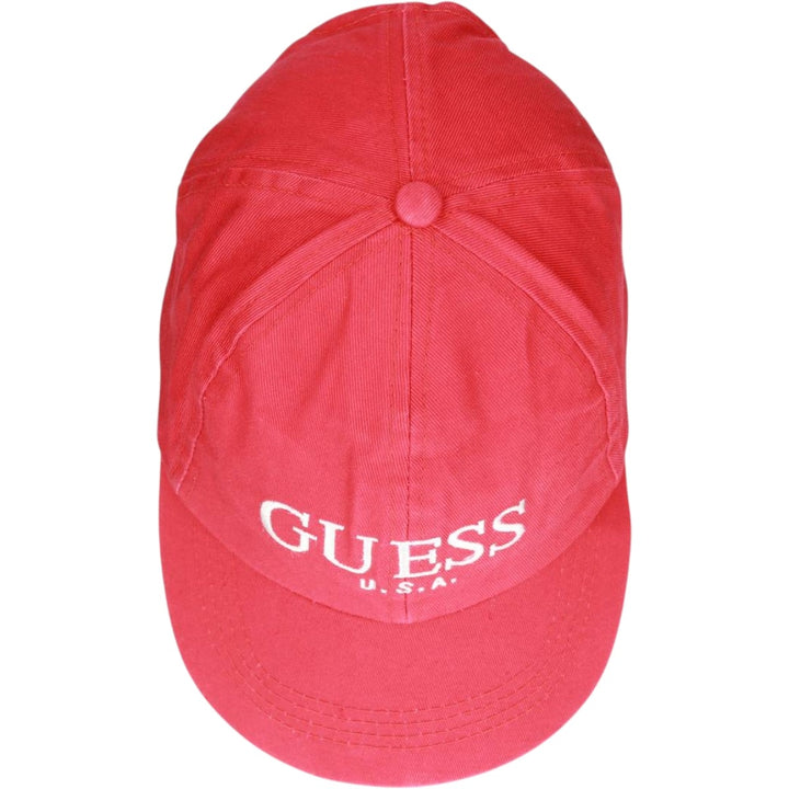 90'S Guess Baseball Cap, 6-Panel Cap, One Size Fits All, Vintage cotton red type Vintage Second Hand