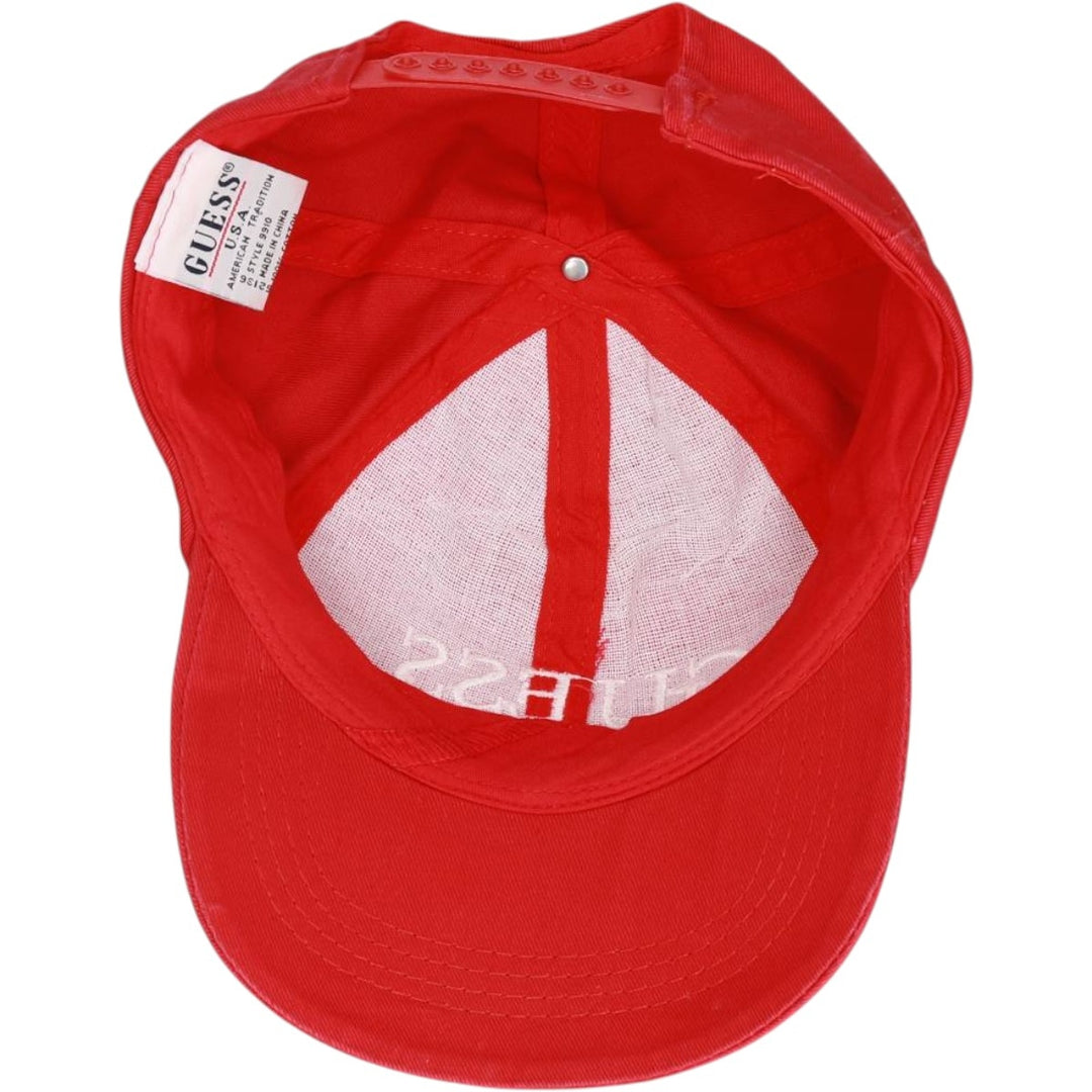 90'S Guess Baseball Cap, 6-Panel Cap, One Size Fits All, Vintage cotton red type Vintage Second Hand