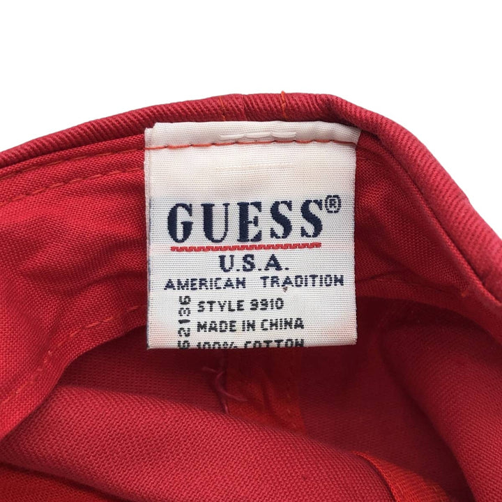 90'S Guess Baseball Cap, 6-Panel Cap, One Size Fits All, Vintage cotton red type Vintage Second Hand