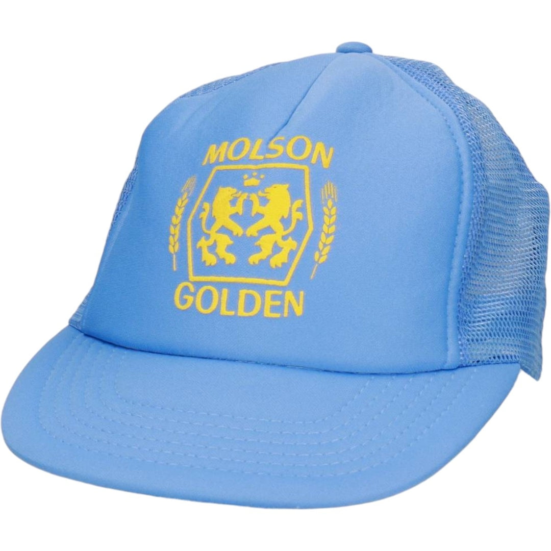 80s-90'S sport cap, Molson Golden advertising trucker cap, mesh cap, one size fits all. unclear Blue type light blue Vintage Second Hand