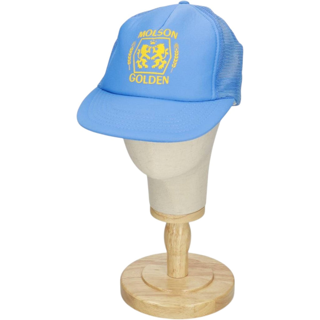 80s-90'S sport cap, Molson Golden advertising trucker cap, mesh cap, one size fits all. unclear Blue type light blue Vintage Second Hand