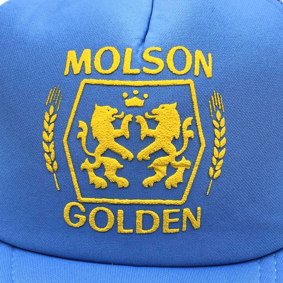 80s-90'S sport cap, Molson Golden advertising trucker cap, mesh cap, one size fits all. unclear Blue type light blue Vintage Second Hand