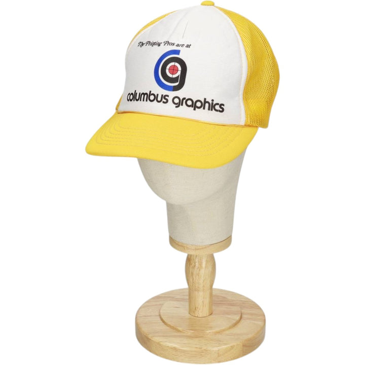 YOUNG AN Columbus Graphics Trucker Cap Advertising Mesh Cap One Size Fits All polyester yellow type Vintage Second Hand