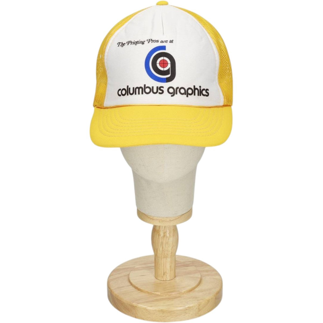 YOUNG AN Columbus Graphics Trucker Cap Advertising Mesh Cap One Size Fits All polyester yellow type Vintage Second Hand
