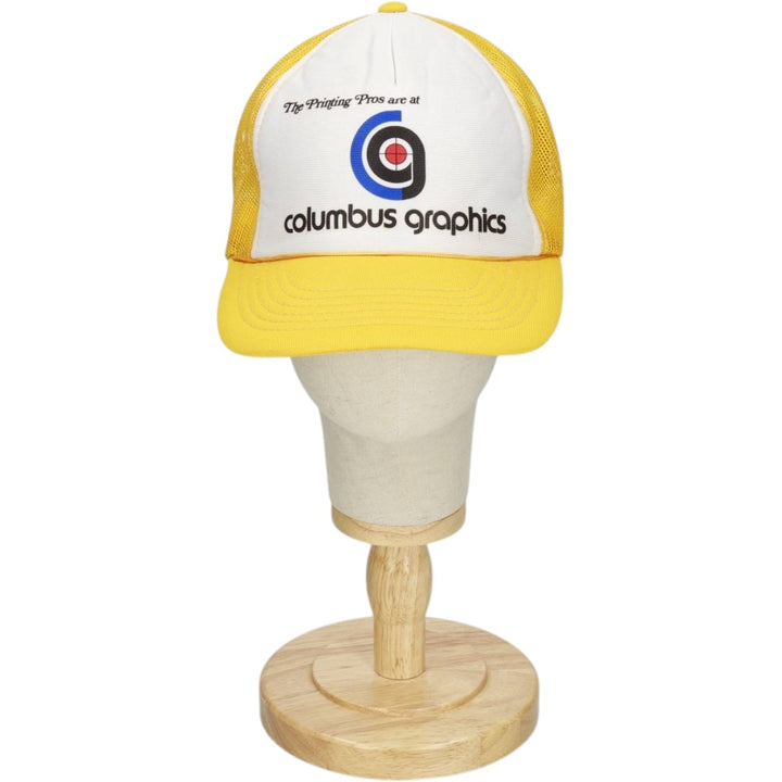 YOUNG AN Columbus Graphics Trucker Cap Advertising Mesh Cap One Size Fits All polyester yellow type Vintage Second Hand