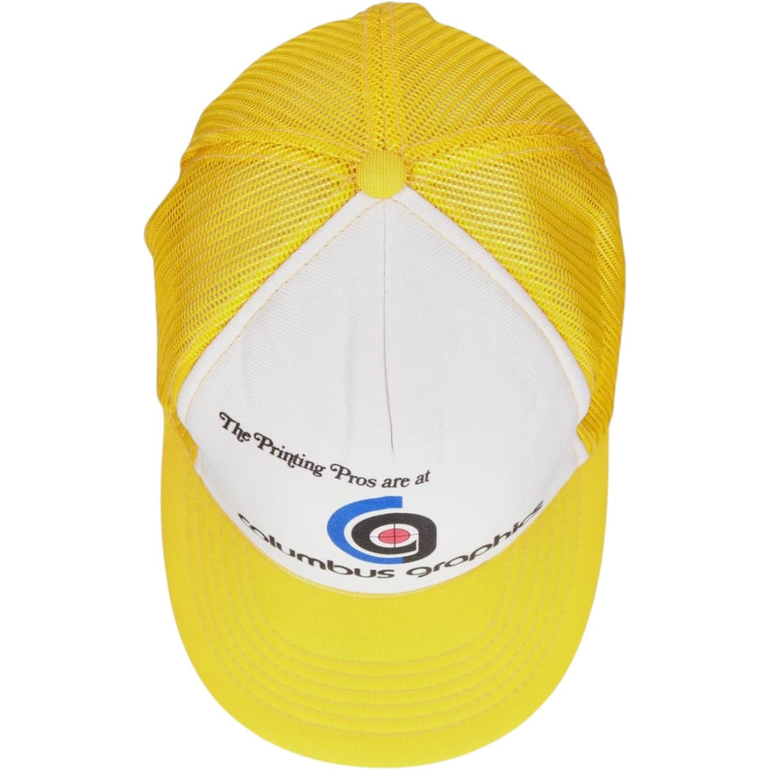 YOUNG AN Columbus Graphics Trucker Cap Advertising Mesh Cap One Size Fits All polyester yellow type Vintage Second Hand