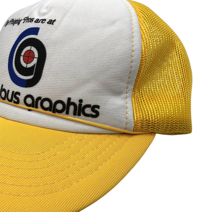 YOUNG AN Columbus Graphics Trucker Cap Advertising Mesh Cap One Size Fits All polyester yellow type Vintage Second Hand
