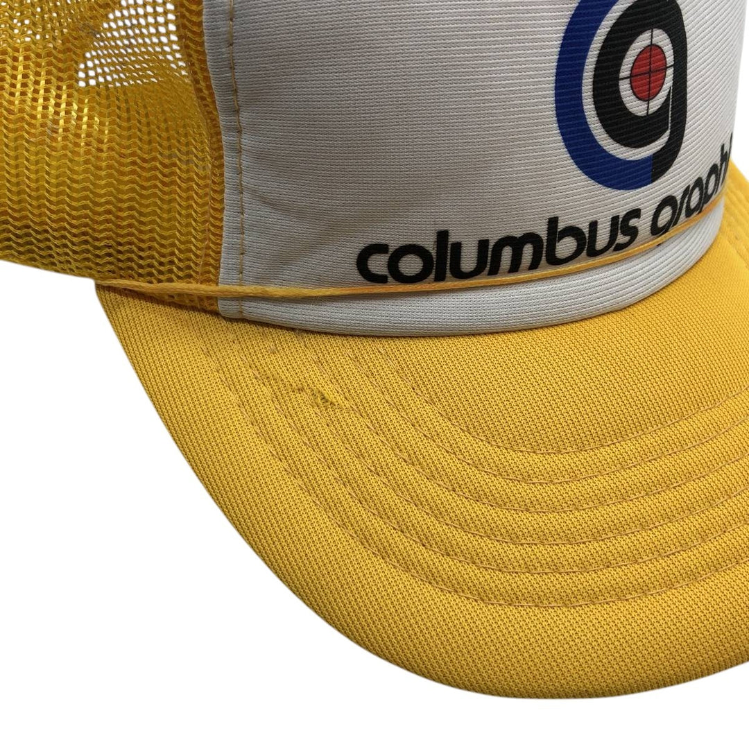 YOUNG AN Columbus Graphics Trucker Cap Advertising Mesh Cap One Size Fits All polyester yellow type Vintage Second Hand