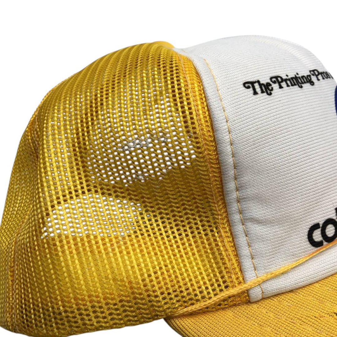 YOUNG AN Columbus Graphics Trucker Cap Advertising Mesh Cap One Size Fits All polyester yellow type Vintage Second Hand