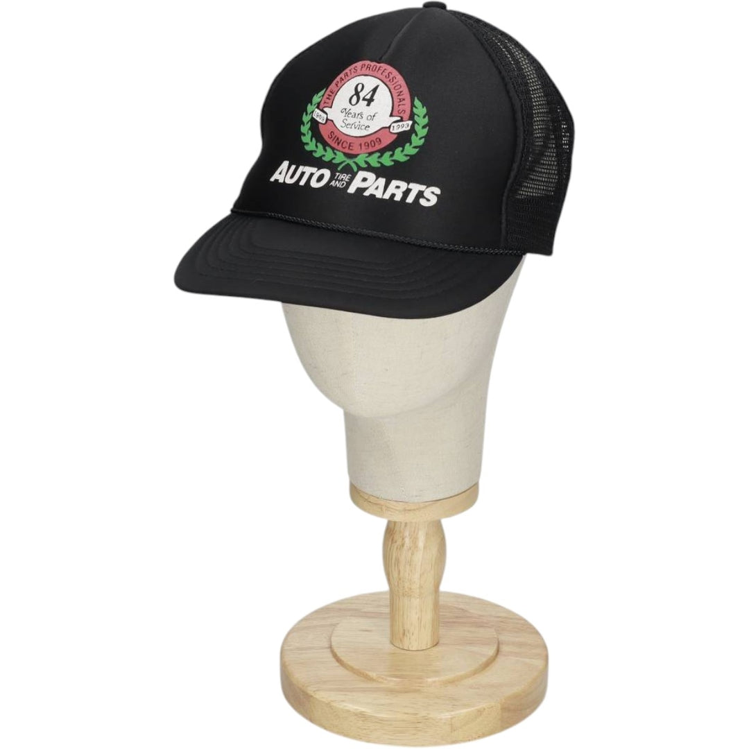 90'S AUTO TIRE AND PARTS Advertising Trucker Cap Mesh Cap One Size Fits All Vintage polyester black type Vintage Second Hand