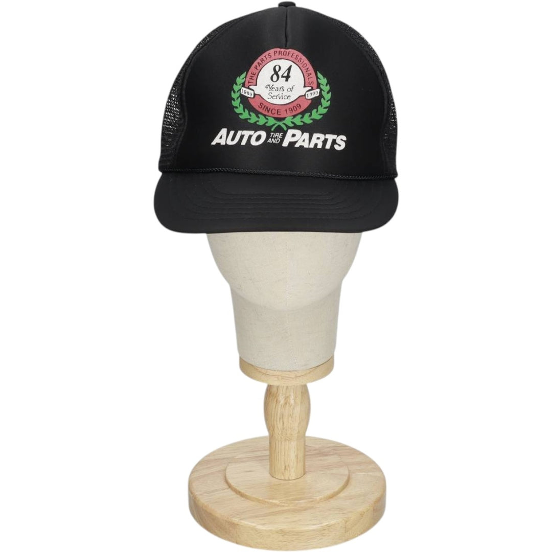 90'S AUTO TIRE AND PARTS Advertising Trucker Cap Mesh Cap One Size Fits All Vintage polyester black type Vintage Second Hand