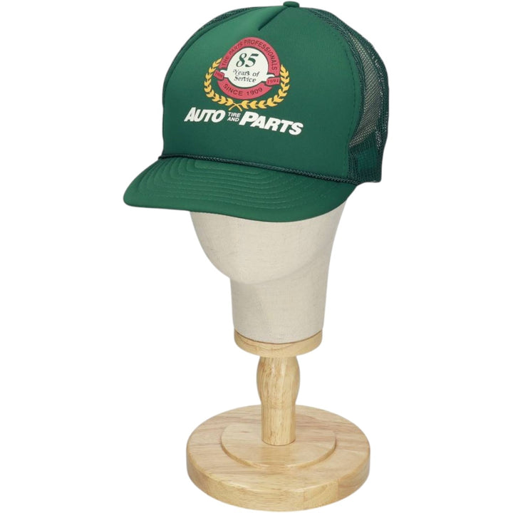 90'S AUTO TIRE AND PARTS Trucker Cap, Advertising Mesh Cap, One Size Fits All, Vintage polyester Green type dark green Vintage Second Hand