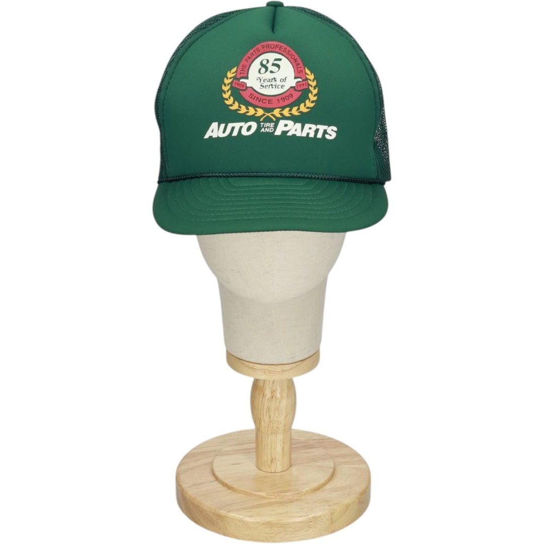 90'S AUTO TIRE AND PARTS Trucker Cap, Advertising Mesh Cap, One Size Fits All, Vintage polyester Green type dark green Vintage Second Hand