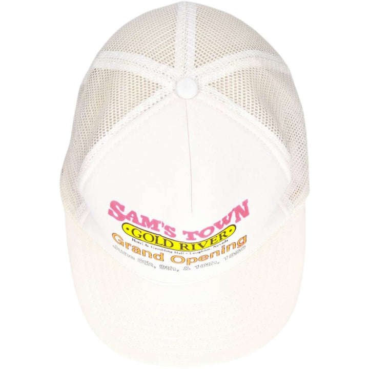 90'S SAM'S TOWN GOLD RIVER Advertising Trucker Cap Mesh Cap One Size Fits All Vintage unclear pale white type Vintage Second Hand