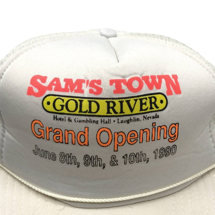 90'S SAM'S TOWN GOLD RIVER Advertising Trucker Cap Mesh Cap One Size Fits All Vintage unclear pale white type Vintage Second Hand