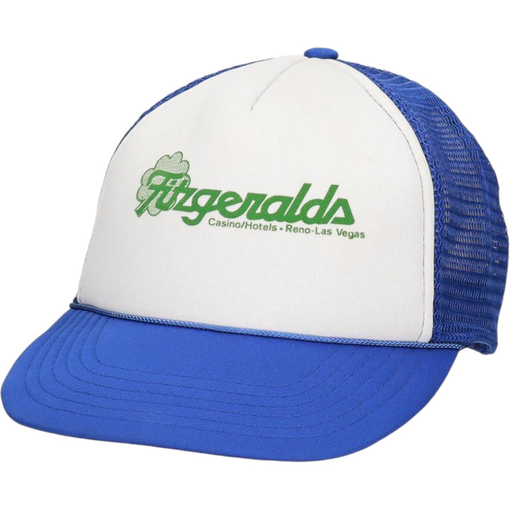 90'S NISSIN Fitzgeralds Trucker Cap, Advertising Mesh Cap, One Size Fits All, Vintage polyester blue type Vintage Second Hand