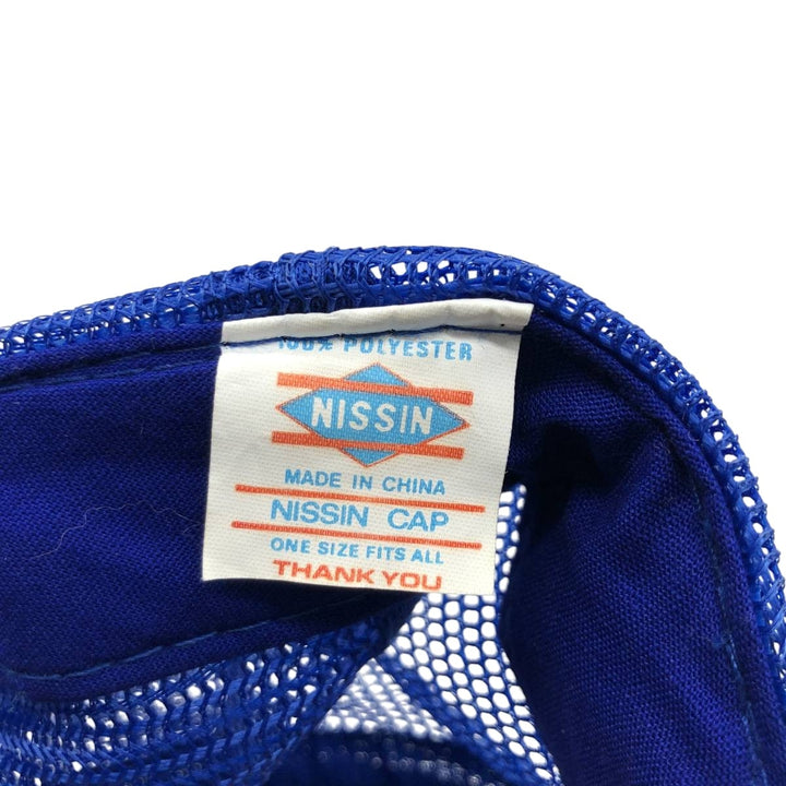 90'S NISSIN Fitzgeralds Trucker Cap, Advertising Mesh Cap, One Size Fits All, Vintage polyester blue type Vintage Second Hand